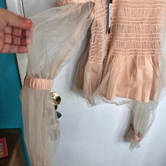 Beulah tulle organza ruffle blouse featuring a sheer, off-the-shoulder whimsical - Picture 10 of 15